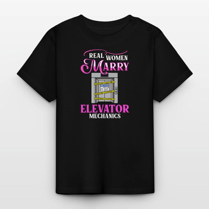 Elevator Elevator System Technician Woman Elevator Elevator Baby Organic T-Shirt with Round Neck