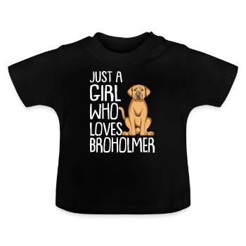 Broholmer gavehunde - Økologisk T-shirt til baby, rund hals - sort - Foran