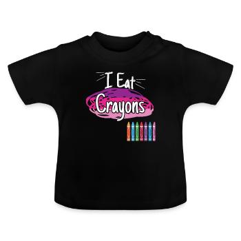I Eat Crayons - Baby Organic T-Shirt with Round Neck - black - Front