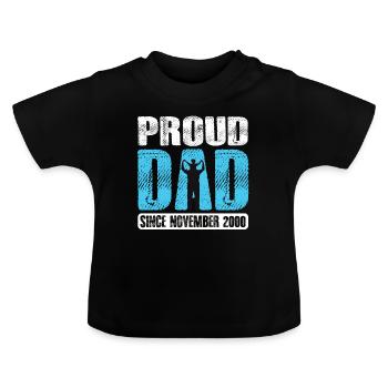 Proud Dad Since November 2000 - Baby Bio-T-Shirt mit Rundhals - Schwarz - Vorne