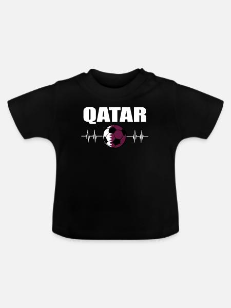 Katar Fußball - Baby Bio-T-Shirt mit Rundhals - Schwarz
