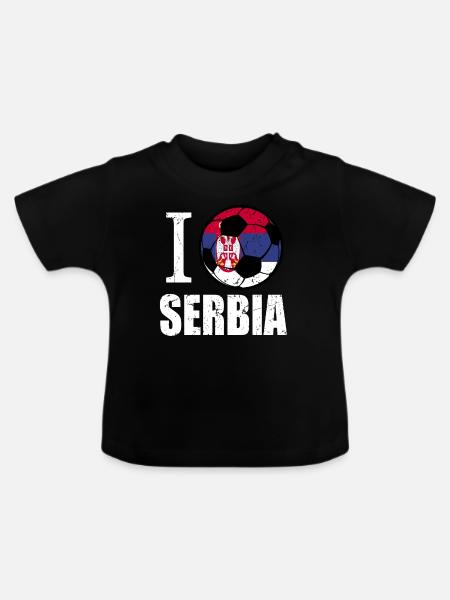 Serbien Fußball - Baby Bio-T-Shirt mit Rundhals - Schwarz