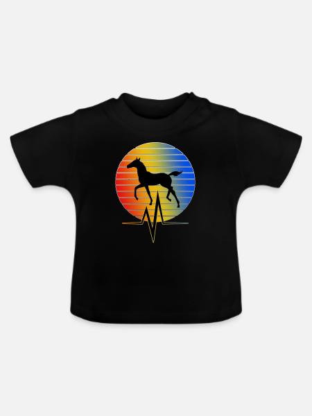 Pferd - EKG - Baby Bio-T-Shirt mit Rundhals - Schwarz