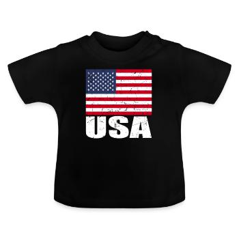 Drapeau de cerf - T-shirt bio col rond Bébé - noir - Devant