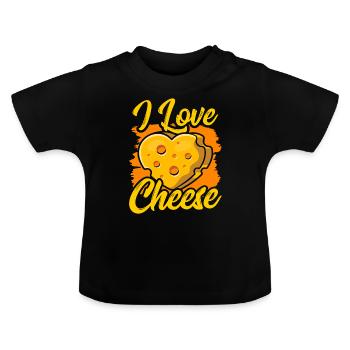 Ich Liebe Käse Sprüche Liebhaber Süß - Baby Bio-T-Shirt mit Rundhals - Schwarz - Vorne