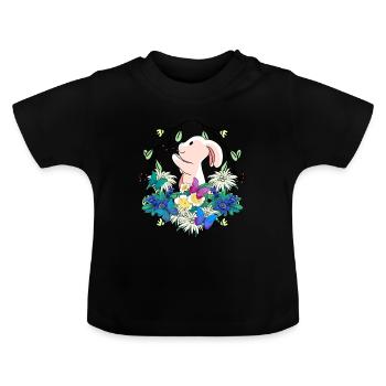 Début du printemps Lapin de Pâques Nature - T-shirt bio col rond Bébé - noir - Devant