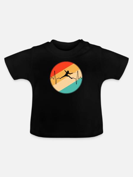Fechten Retro Herzschlag - Baby Bio-T-Shirt mit Rundhals - Schwarz