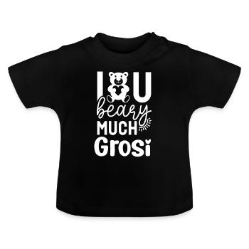 Liebe dich Grossmami Oma Schweiz Grosi Schweizerin - Baby Bio-T-Shirt mit Rundhals - Schwarz - Vorne