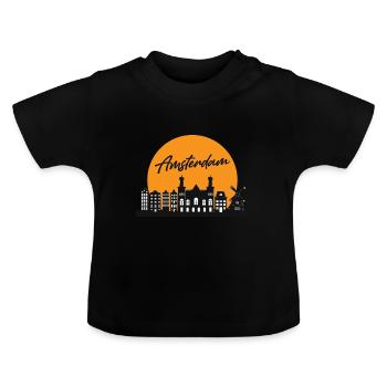 Amsterdam skyline néerlandais souvenir holländis - T-shirt bio col rond Bébé - noir - Devant