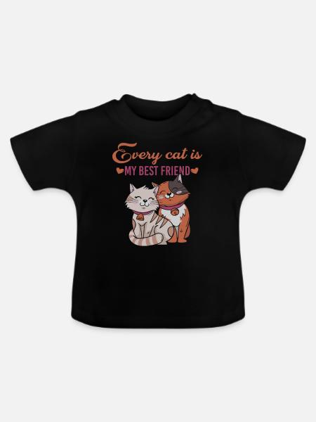 Katzenfreunde - Baby Bio-T-Shirt mit Rundhals - Schwarz