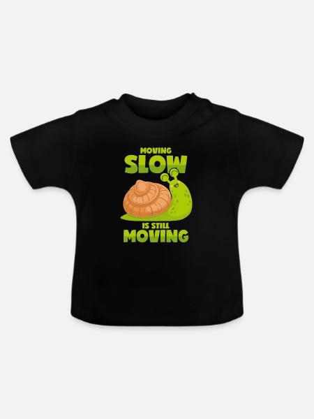 Langsame Schnecke - Motivation - Baby Bio-T-Shirt mit Rundhals - Schwarz