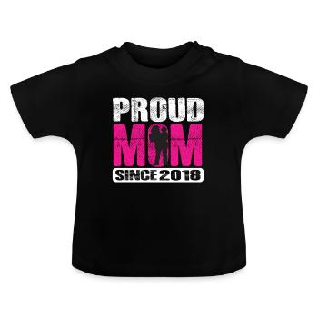 Proud Mom Since 2018 - Baby Organic T-Shirt with Round Neck - black - Front