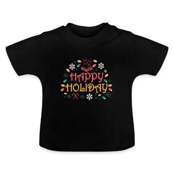 Frohe Feiertage - Baby Bio-T-Shirt mit Rundhals - Schwarz - Vorne