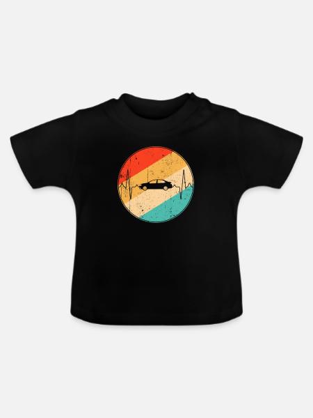 Auto Retro Herzschlag - Baby Bio-T-Shirt mit Rundhals - Schwarz