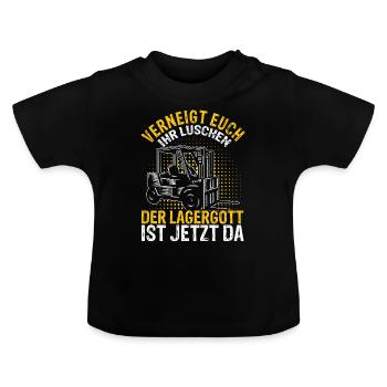 Verneigt Euch Ihr Luschen Der Lagergott Ist Jetzt - Baby Bio-T-Shirt mit Rundhals - Schwarz - Vorne