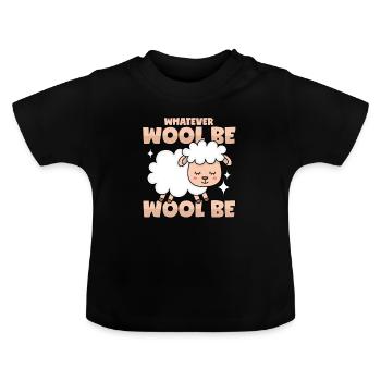Schaf Wolle Wortwitz - Baby Bio-T-Shirt mit Rundhals - Schwarz - Vorne