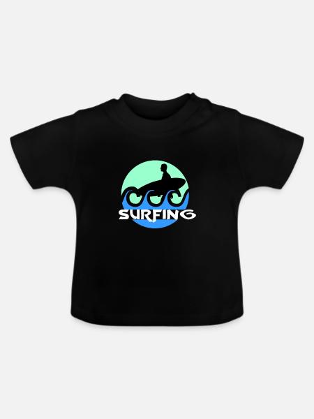 Surfing - Baby Bio-T-Shirt mit Rundhals - Schwarz