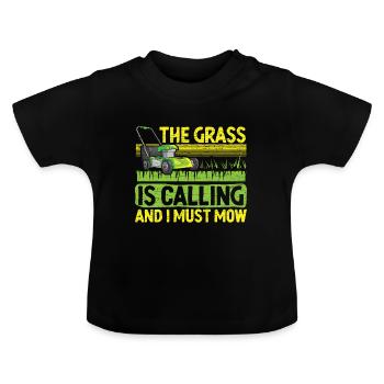 Rasenmäher Mähen Rasenmähen - Baby Bio-T-Shirt mit Rundhals - Schwarz - Vorne