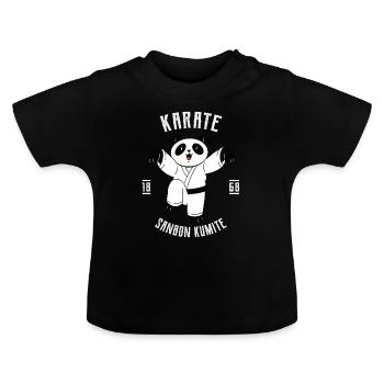 Lustiger Karate Panda - Karate Japanische - Baby Bio-T-Shirt mit Rundhals - Schwarz - Vorne