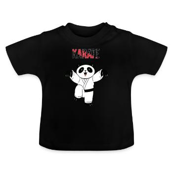Karate Panda - Karate Japanische Kampfsportarten - Baby Bio-T-Shirt mit Rundhals - Schwarz - Vorne
