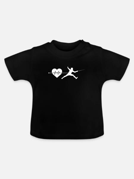 Fechten Herzschlag - Baby Bio-T-Shirt mit Rundhals - Schwarz