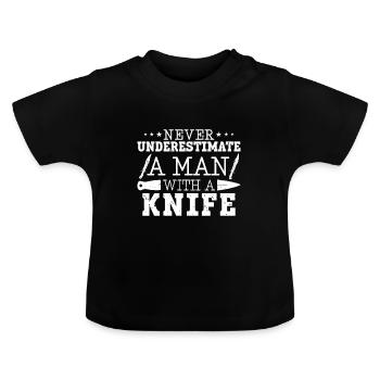 Messerwurfscheibe Geschenk Messerwerfer - Baby Bio-T-Shirt mit Rundhals - Schwarz - Vorne