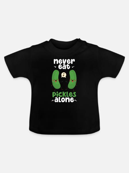Never Eat Pickles Alone - Baby Bio-T-Shirt mit Rundhals - Schwarz