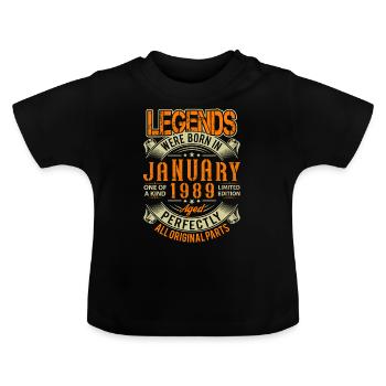 1989 Janvier Birthday Legend - T-shirt bio col rond Bébé - noir - Devant