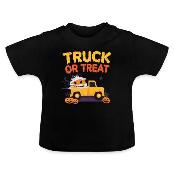Truck Or Treat - Baby Organic T-Shirt with Round Neck - black - Front