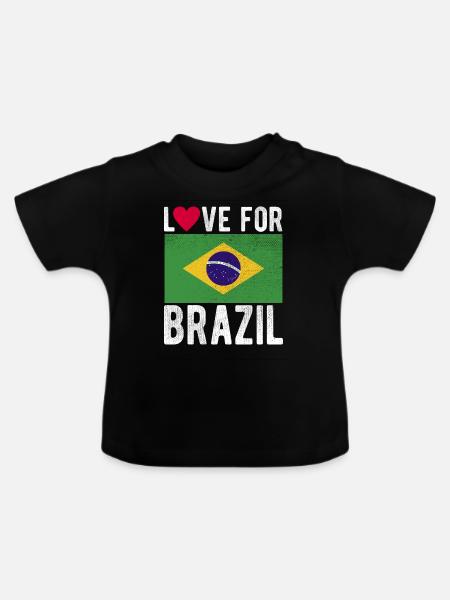 Brasilien Fahne - Baby Bio-T-Shirt mit Rundhals - Schwarz