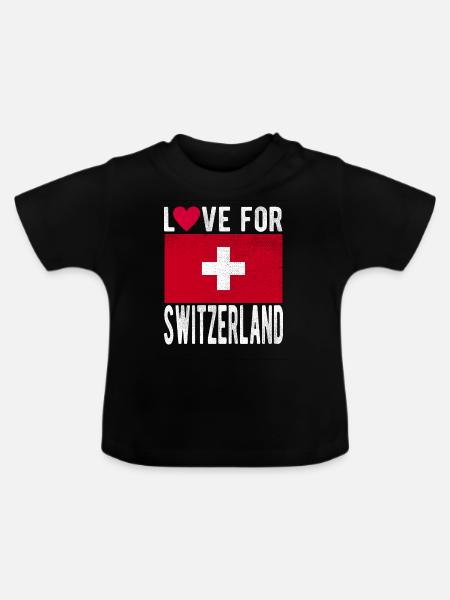 Schweiz Fahne - Baby Bio-T-Shirt mit Rundhals - Schwarz