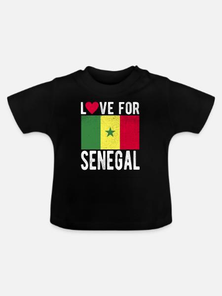 Senegal Fahne - Baby Bio-T-Shirt mit Rundhals - Schwarz