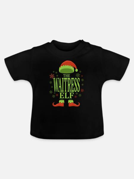 Kellnerin Weihnachtself - Baby Bio-T-Shirt mit Rundhals - Schwarz