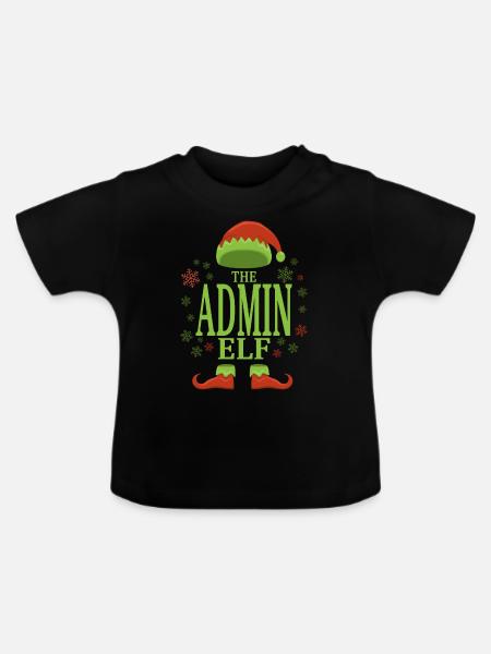 Admin Weihnachtself - Baby Bio-T-Shirt mit Rundhals - Schwarz