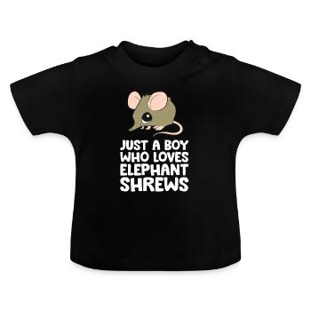 Just a Boy Who Loves Elephant Shrews - Baby Organic T-Shirt with Round Neck - black - Front