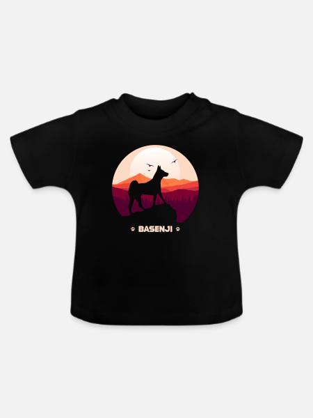 Basenji - Baby Bio-T-Shirt mit Rundhals - Schwarz