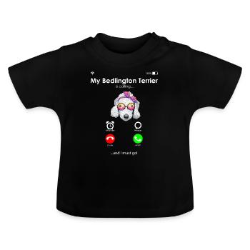 Bedlington Terrier - T-shirt bio col rond Bébé - noir - Devant