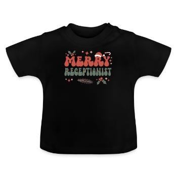 Réceptionniste Réception de Noël Réception Noël - T-shirt bio col rond Bébé - noir - Devant