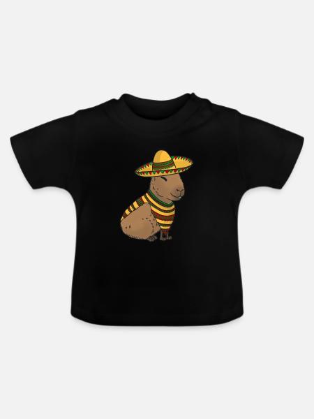 Mexican Capybara - Baby Bio-T-Shirt mit Rundhals - Schwarz