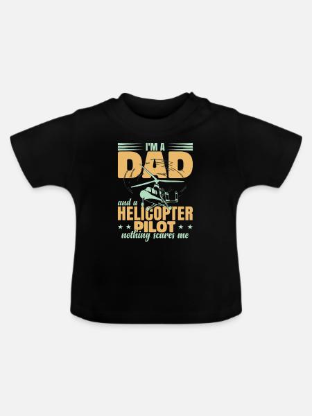 Hubschrauberpilot Papa - Baby Bio-T-Shirt mit Rundhals - Schwarz