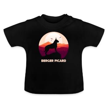 Berger de Picardie - Berger Picard - Baby Bio-T-Shirt mit Rundhals - Schwarz - Vorne
