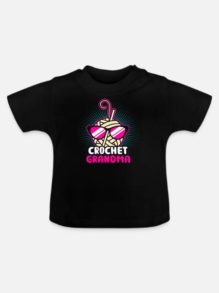 Stricken Grossmutter - Baby Bio-T-Shirt mit Rundhals - Schwarz