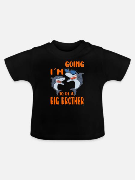 Jeg bliver en Big Brother Sharks Baby Reveal - Økologisk T-shirt til baby, rund hals - sort