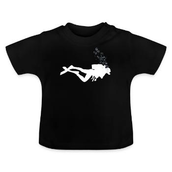 Scuba Taucher unter Wasser mit Luftblasen - Baby Bio-T-Shirt mit Rundhals - Schwarz - Vorne