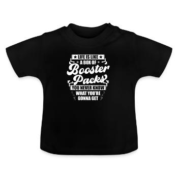 Das Leben Ist Wie Eine Sammelkarte Mit - Baby Bio-T-Shirt mit Rundhals - Schwarz - Vorne