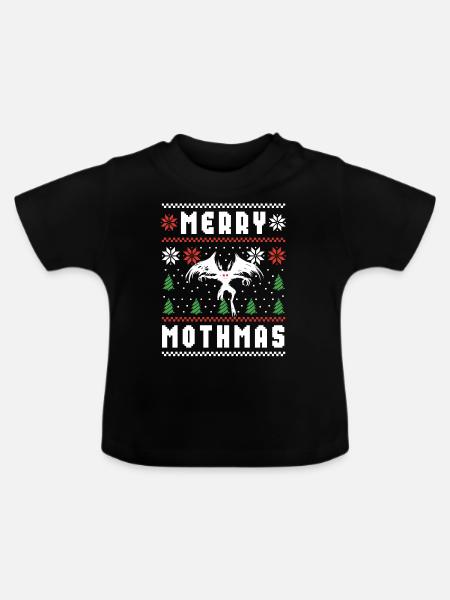 Mothman Hässlicher Weihnachtspullover Merry Mothmas - Baby Bio-T-Shirt mit Rundhals - Schwarz