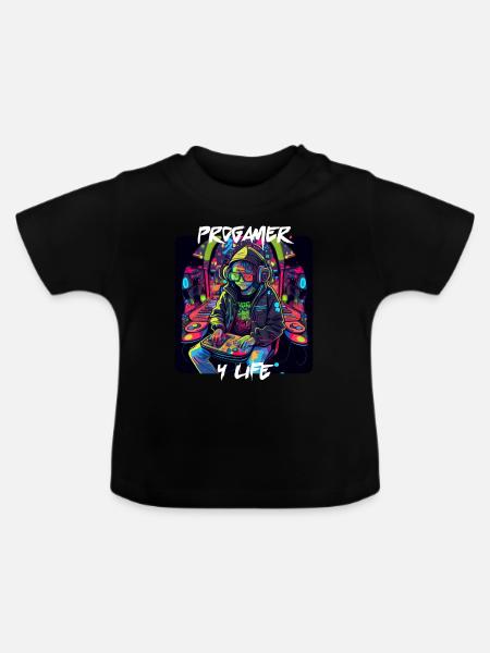 Progamer 4 Life 1 - Baby Bio-T-Shirt mit Rundhals - Schwarz