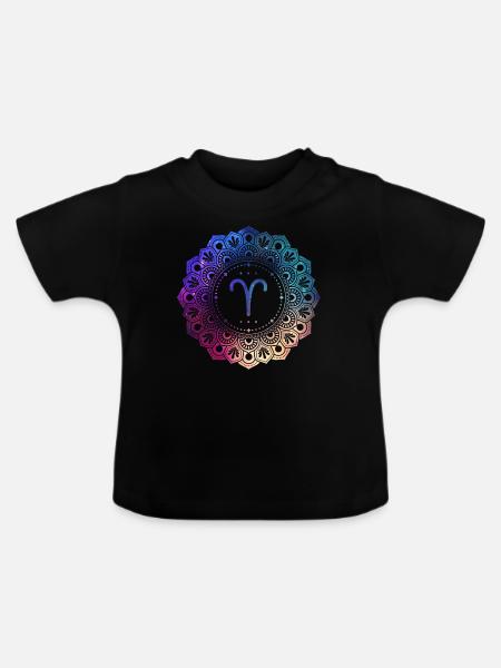 Widder Sternzeichen Symbol Mandala - Baby Bio-T-Shirt mit Rundhals - Schwarz