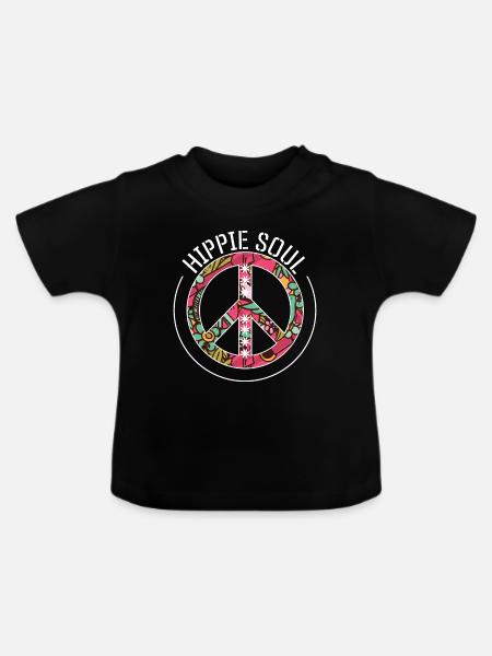 hippie seele - Baby Bio-T-Shirt mit Rundhals - Schwarz