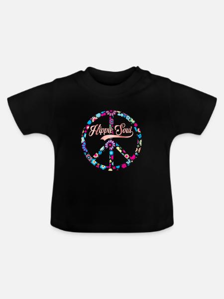 hippie seele - Baby Bio-T-Shirt mit Rundhals - Schwarz